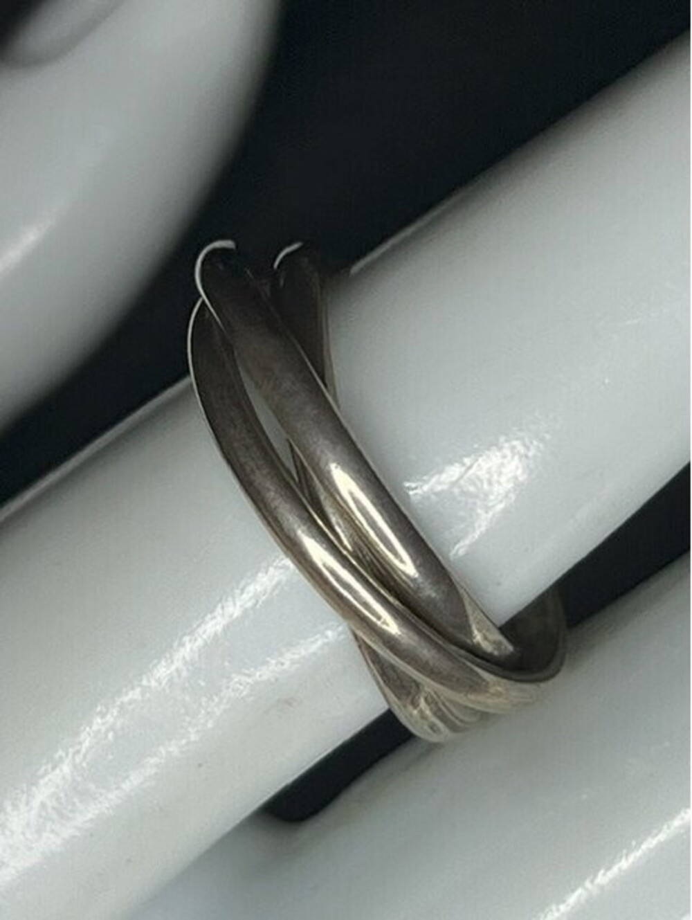 B7364 Sterling Silver Trinity Rolling Ring Interlocking Bands 925 5.1g sz 6